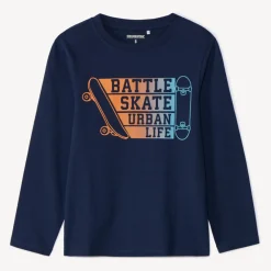 T-shirt manches longues uni avec soft print pour garçon