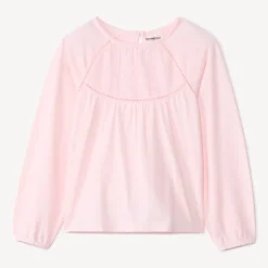 T-shirt manches longues uni à broderie pour fille