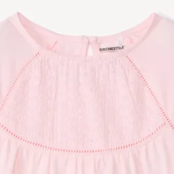 T-shirt manches longues uni à broderie pour fille