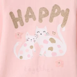 T-shirt manches longues uni à print fantaisie pour bébé fille