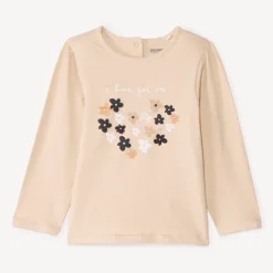 T-shirt manches longues uni à print fantaisie pour bébé fille