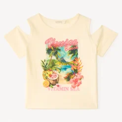 T-shirt épaules dénudées print Venice Beach pour fille