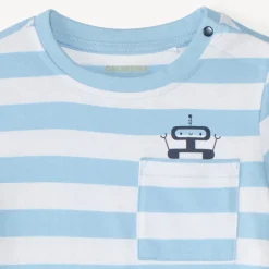 T-shirt à rayures print robot pour bébé garçon