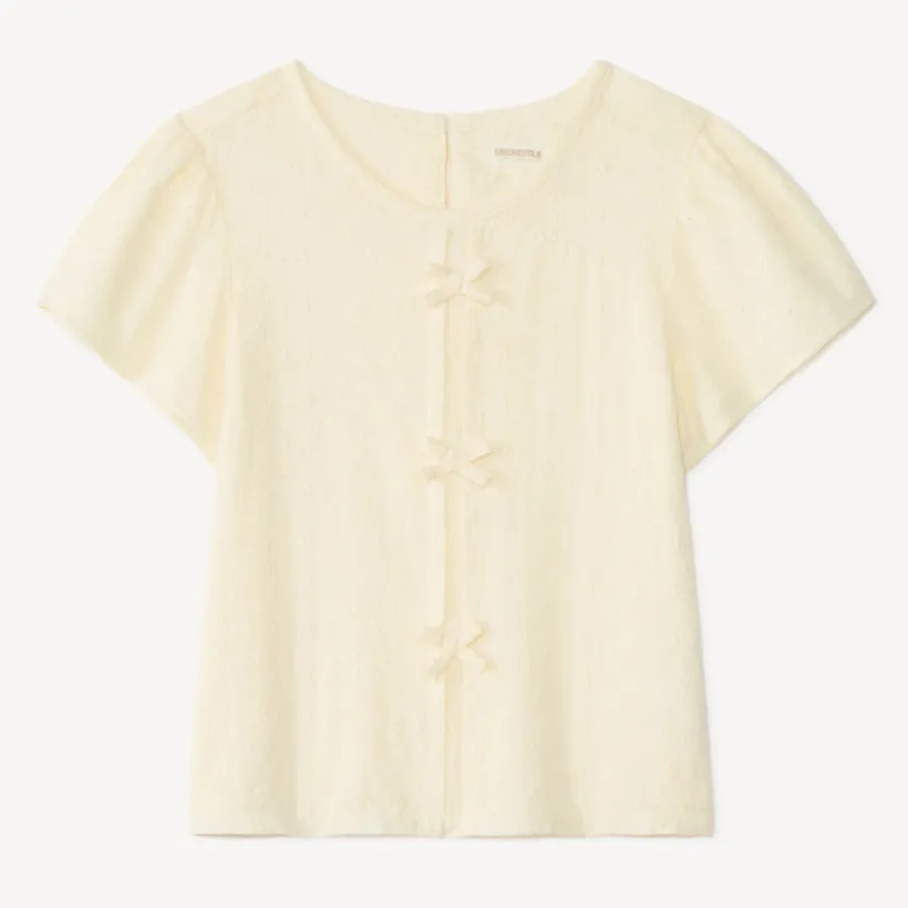 Tunique manches courtes en broderie anglaise pour fille