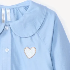 Tunique style chemise manches longues à cœur brodé pour bébé fille