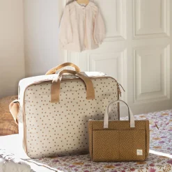 Valise bébé de maternité imprimé cœurs Poppy cannelle