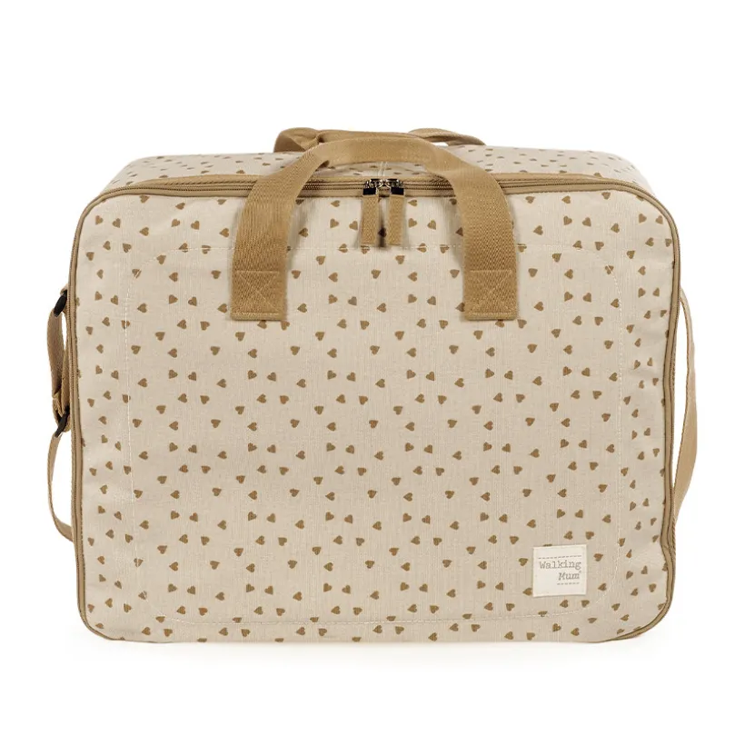 Valise bébé de maternité imprimé cœurs Poppy cannelle