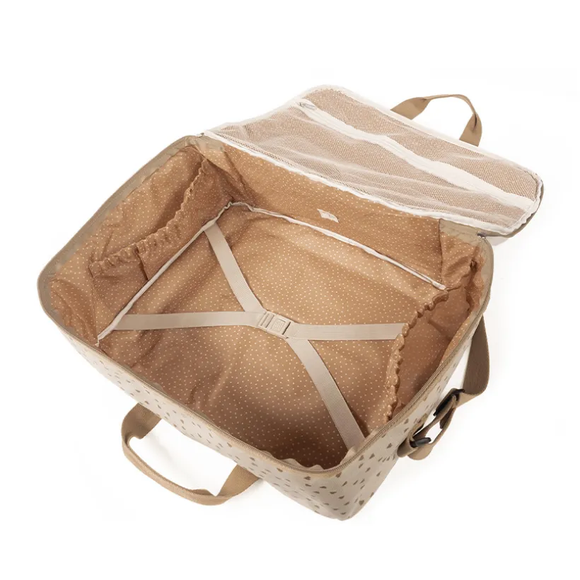Valise bébé de maternité imprimé cœurs Poppy cannelle