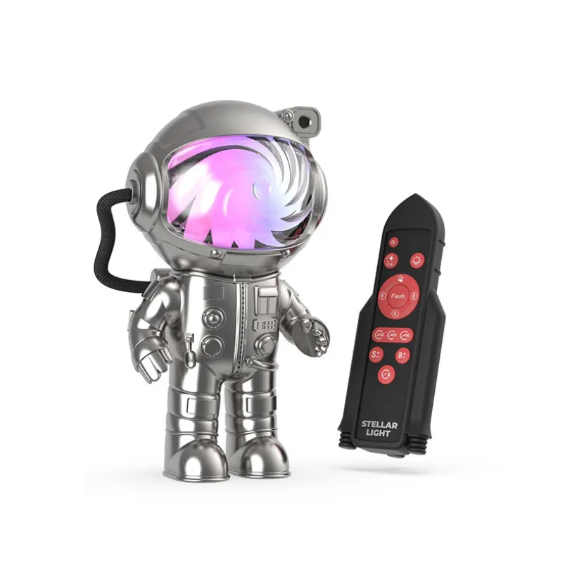 Veilleuse astronaute Stellar Light silver projecteur d’étoiles