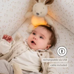 Veilleuse mini Peluche Lapin 25cm Teddy Bouclette Ecru