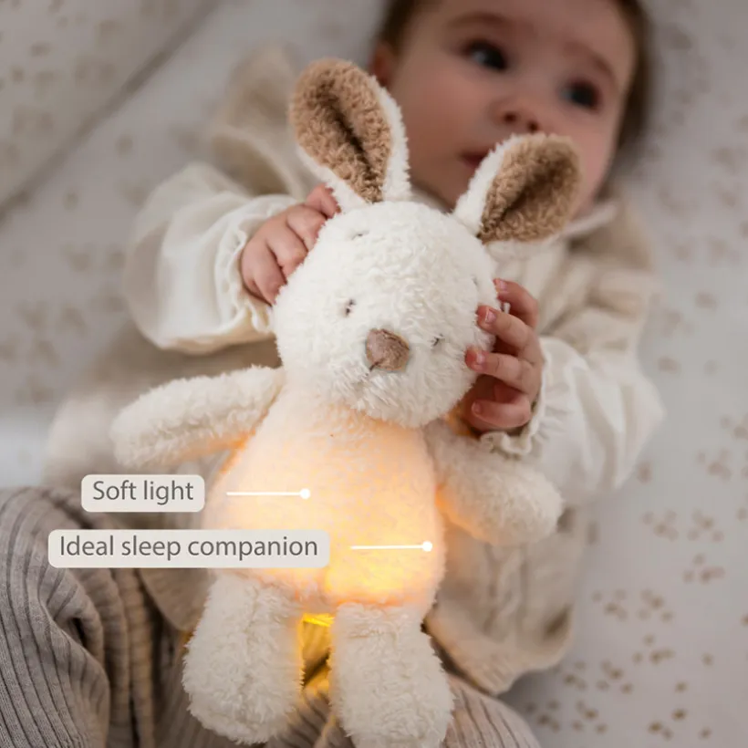 Veilleuse mini Peluche Lapin 25cm Teddy Bouclette Ecru