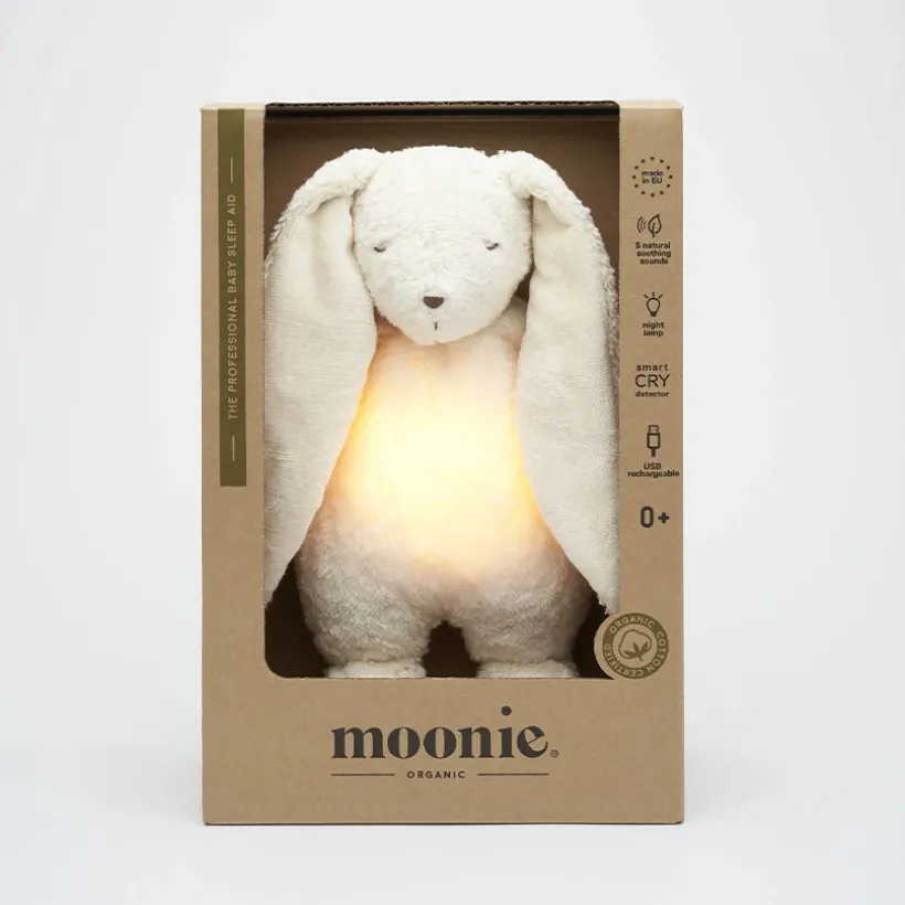 Veilleuse peluche Son & Lumière Lapin Polar Natur coton bio