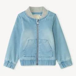 Veste bomber en jean à col côtelé pour bébé garçon