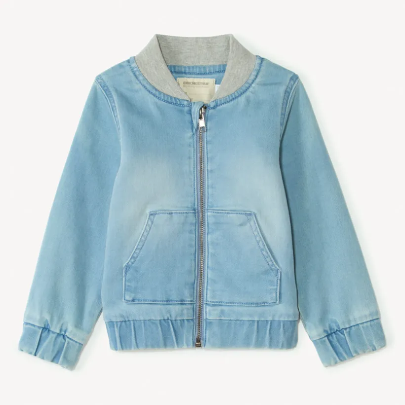 Veste bomber en jean à col côtelé pour bébé garçon