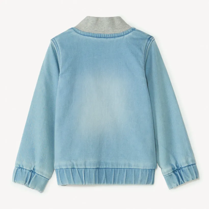 Veste bomber en jean à col côtelé pour bébé garçon