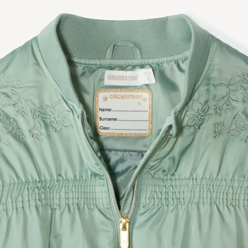 Veste bomber fille en toile avec broderie fleurie