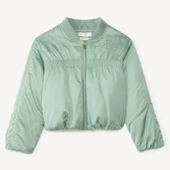 Veste bomber fille en toile avec broderie fleurie