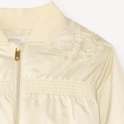 Veste bomber fille en toile avec broderie fleurie