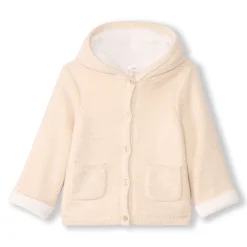 Veste à capuche en tricot avec broderie coeur pour bébé fille