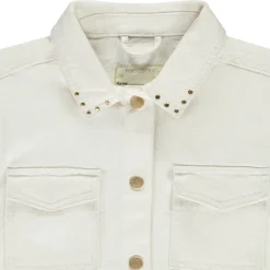 Veste courte en jean avec rivets pour fille