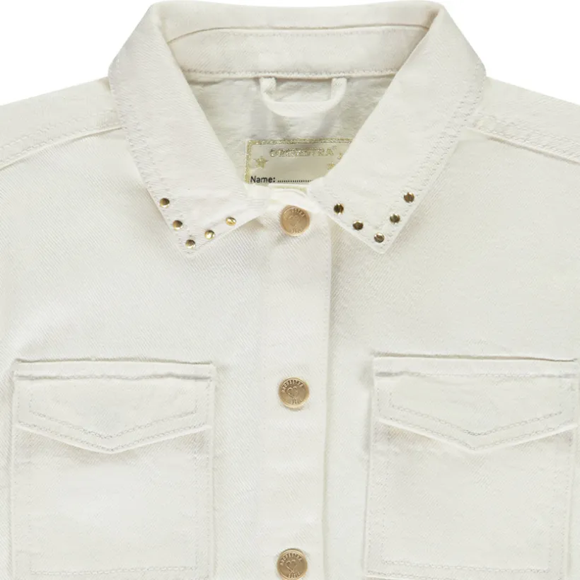 Veste courte en jean avec rivets pour fille