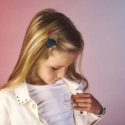Veste courte en jean avec rivets pour fille