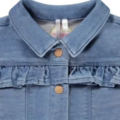 Veste effet jean avec empiècement volantée + boutons fantaisie pour bébé fille