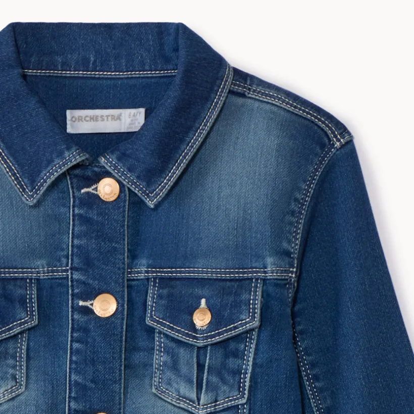 Veste effet jean à poches pour fille