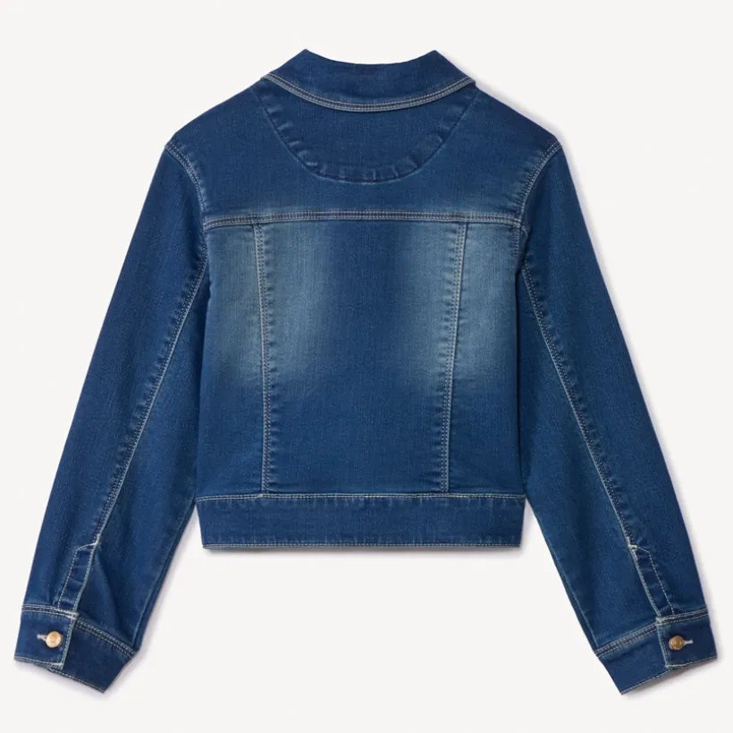 Veste effet jean à poches pour fille