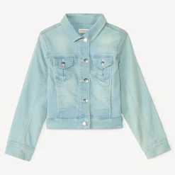 Veste effet jean à poches pour fille