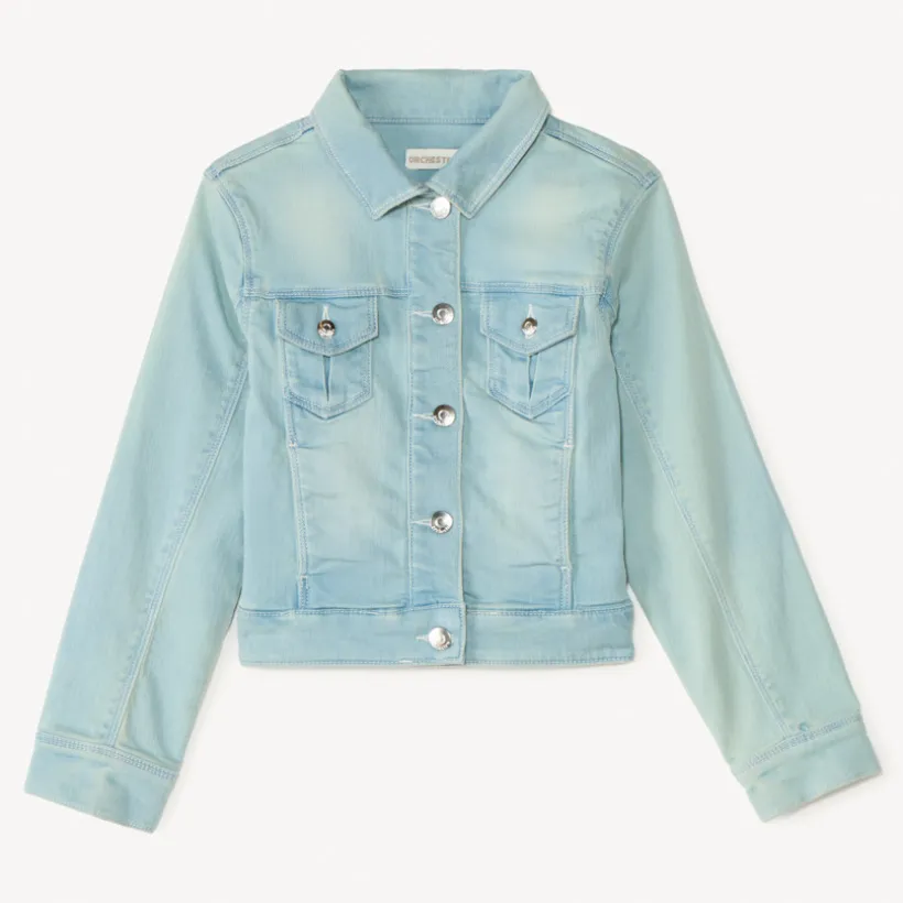 Veste effet jean à poches pour fille
