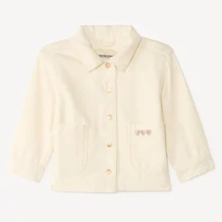 Veste en denim uni avec broderie cœurs pour bébé fille