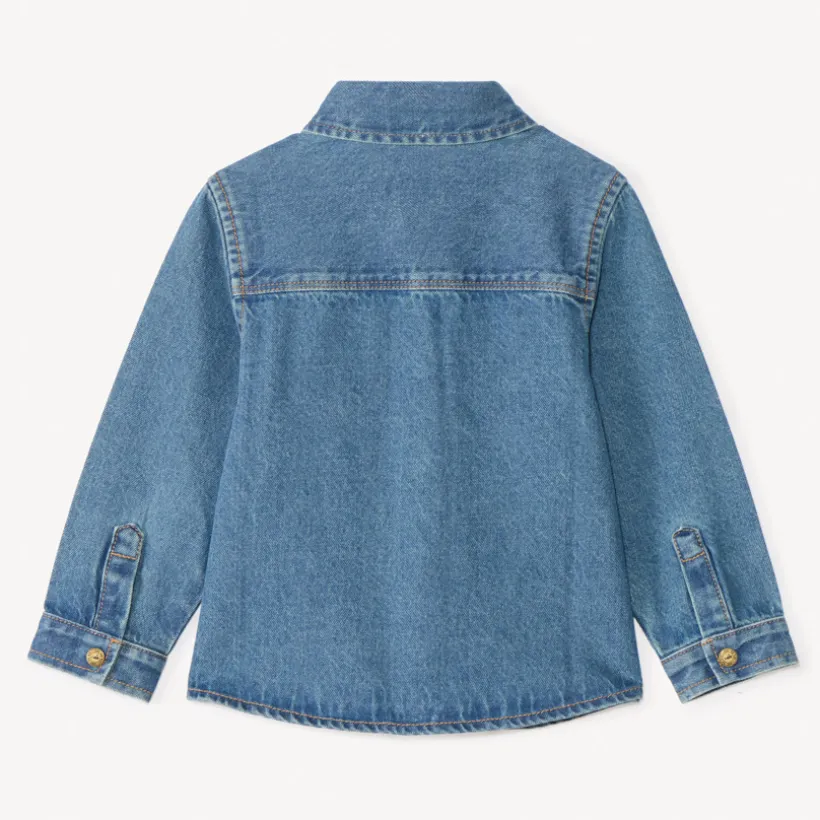 Veste en jean brodée voilier pour bébé garçon