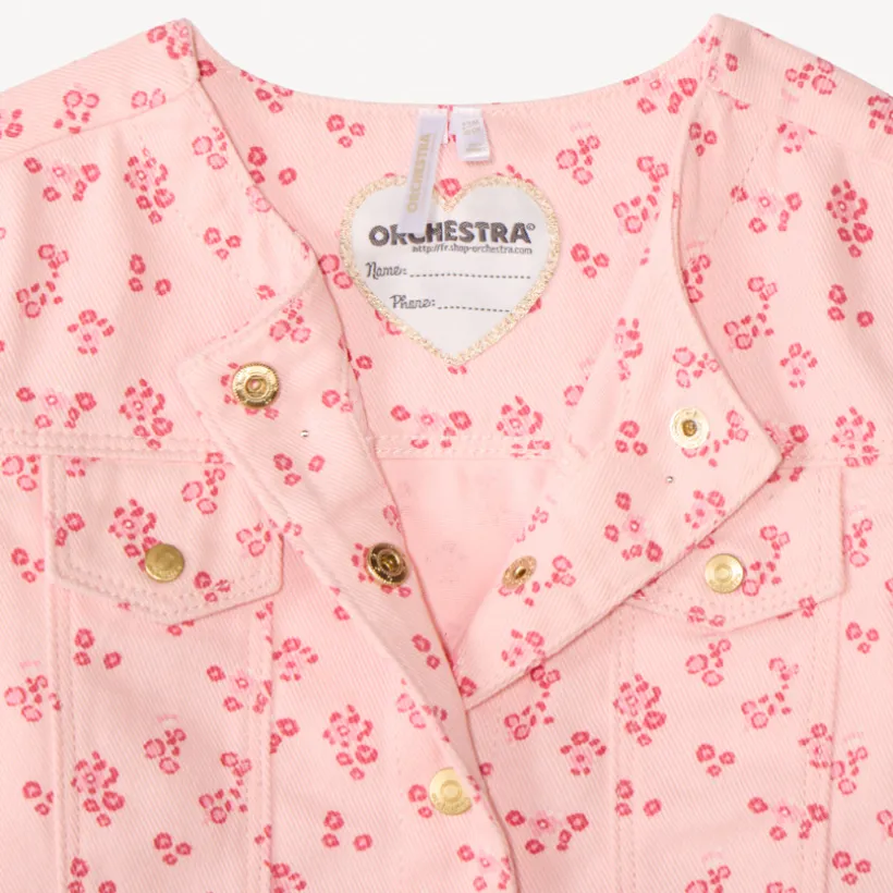 Veste en jean imprimée fleurs pour bébé fille