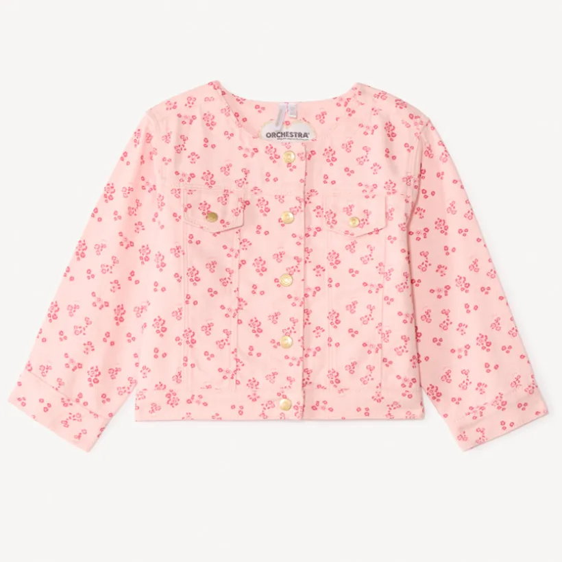 Veste en jean imprimée fleurs pour bébé fille