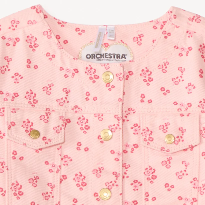 Veste en jean imprimée fleurs pour bébé fille