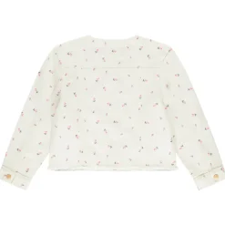 Veste en jean imprimé fleurs à col rond pour fille