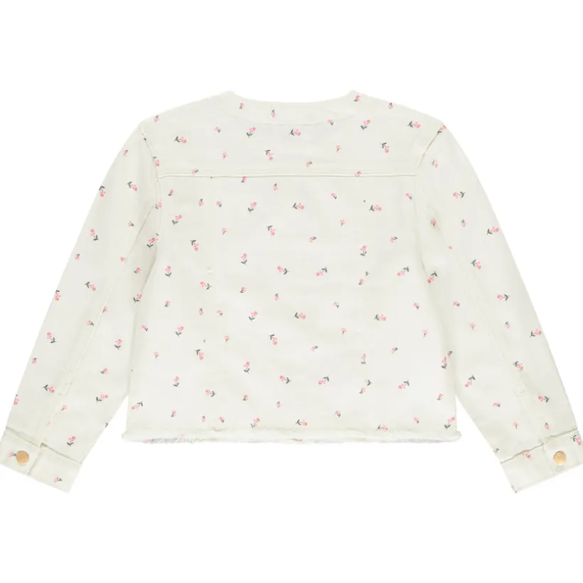 Veste en jean imprimé fleurs à col rond pour fille