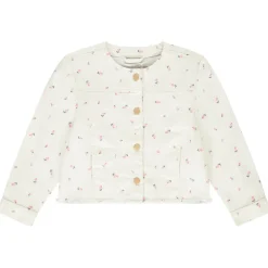 Veste en jean imprimé fleurs à col rond pour fille