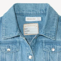 Veste en jean sans manches à col chemise pour fille