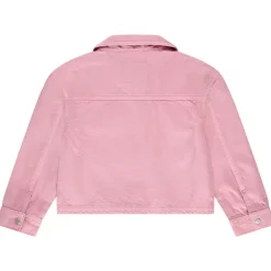Veste en jean uni à col chemise et clous fantaisie pour fille