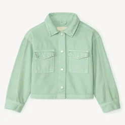 Veste en jean unie avec clous fantaisie pour fille