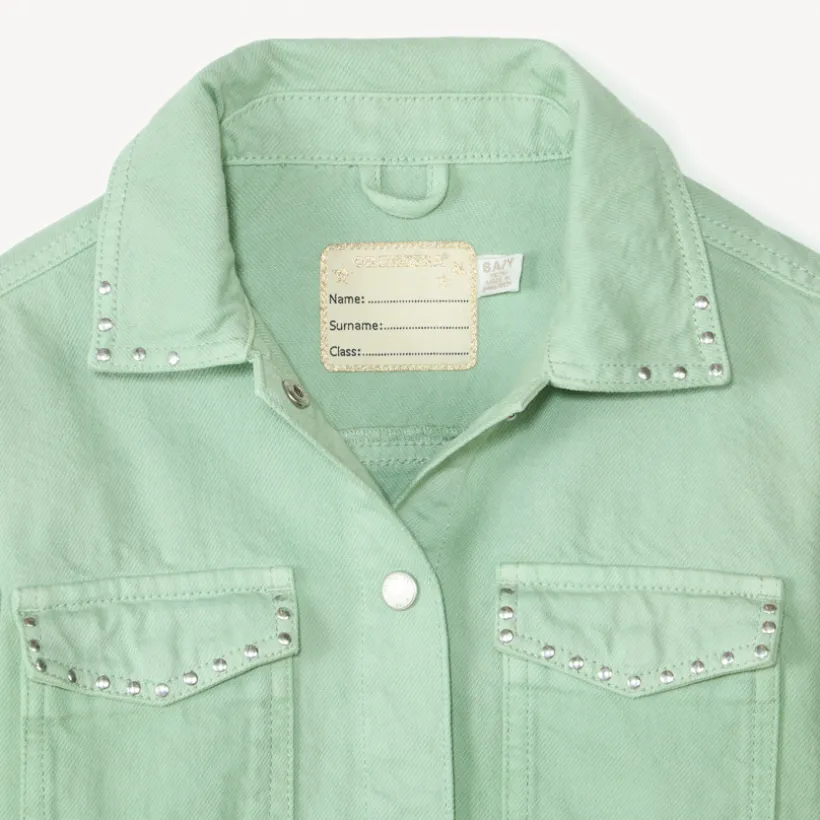 Veste en jean unie avec clous fantaisie pour fille