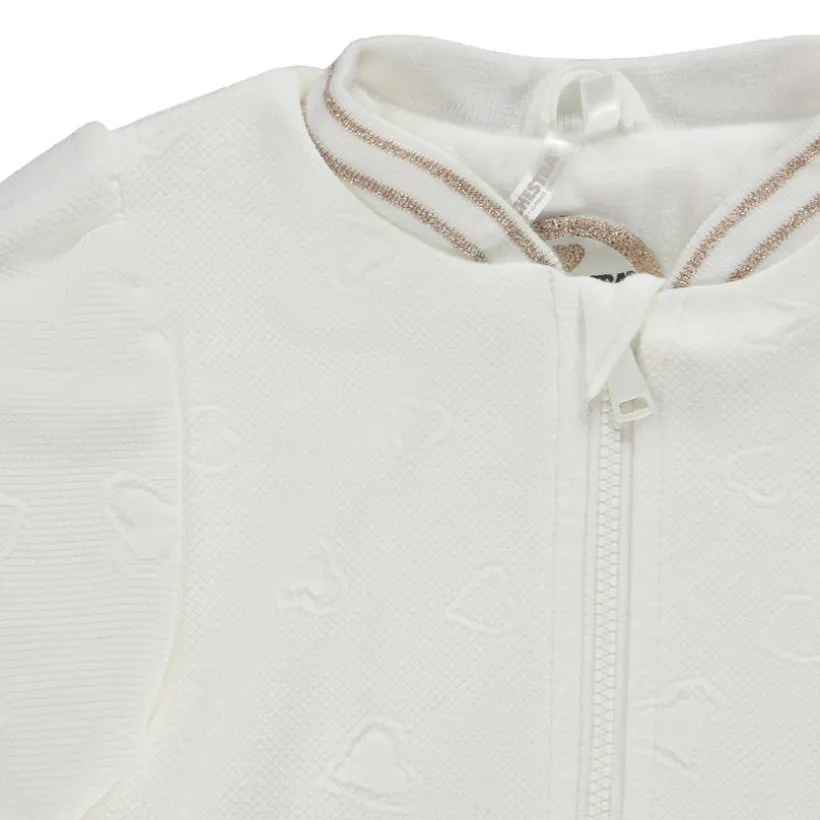 Veste en molleton Teddy embossé cœur en jacquard pour bébé fille