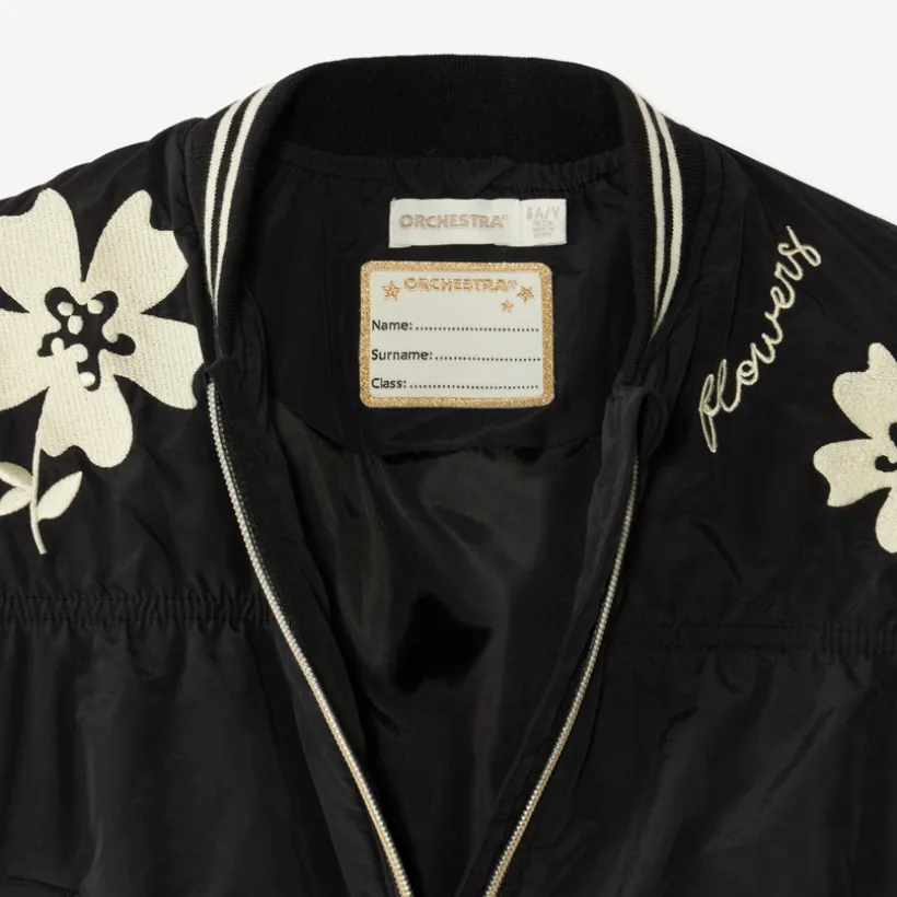 Veste fille en popeline brodée avec des fleurs