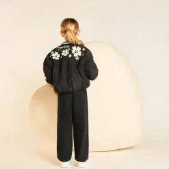 Veste fille en popeline brodée avec des fleurs