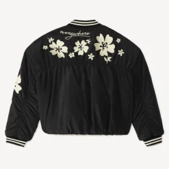Veste fille en popeline brodée avec des fleurs