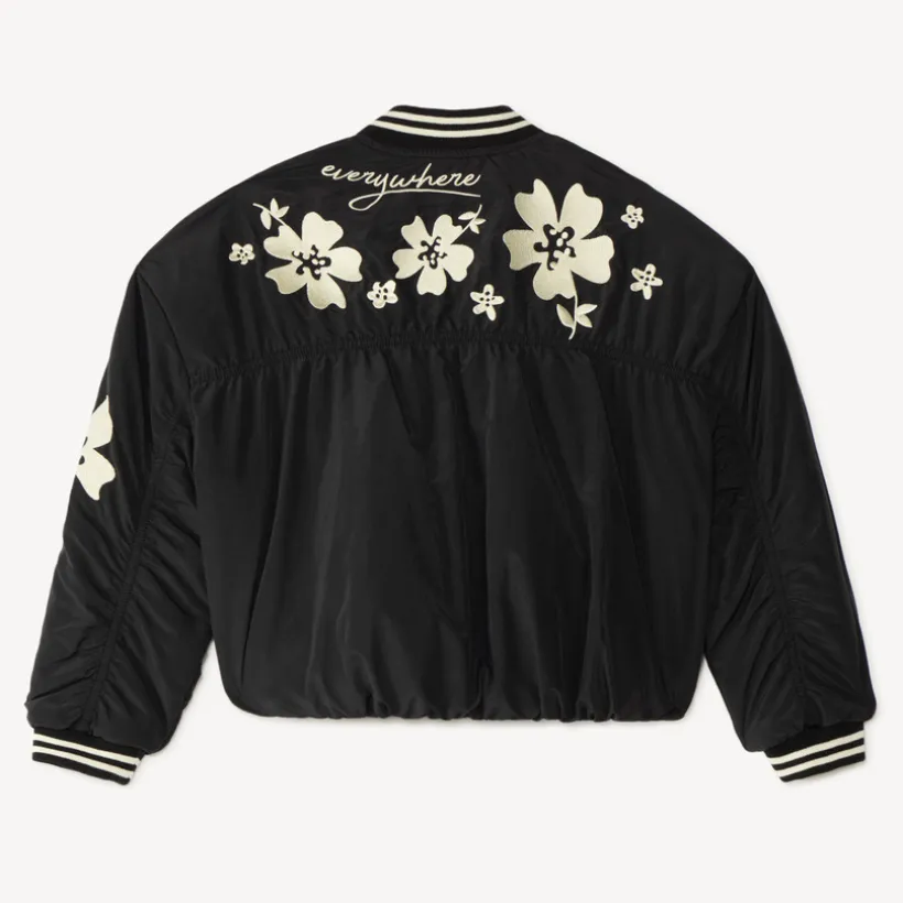 Veste fille en popeline brodée avec des fleurs