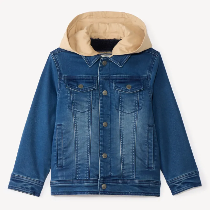 Veste jean doublée en sherpa avec capuche amovible pour garçon