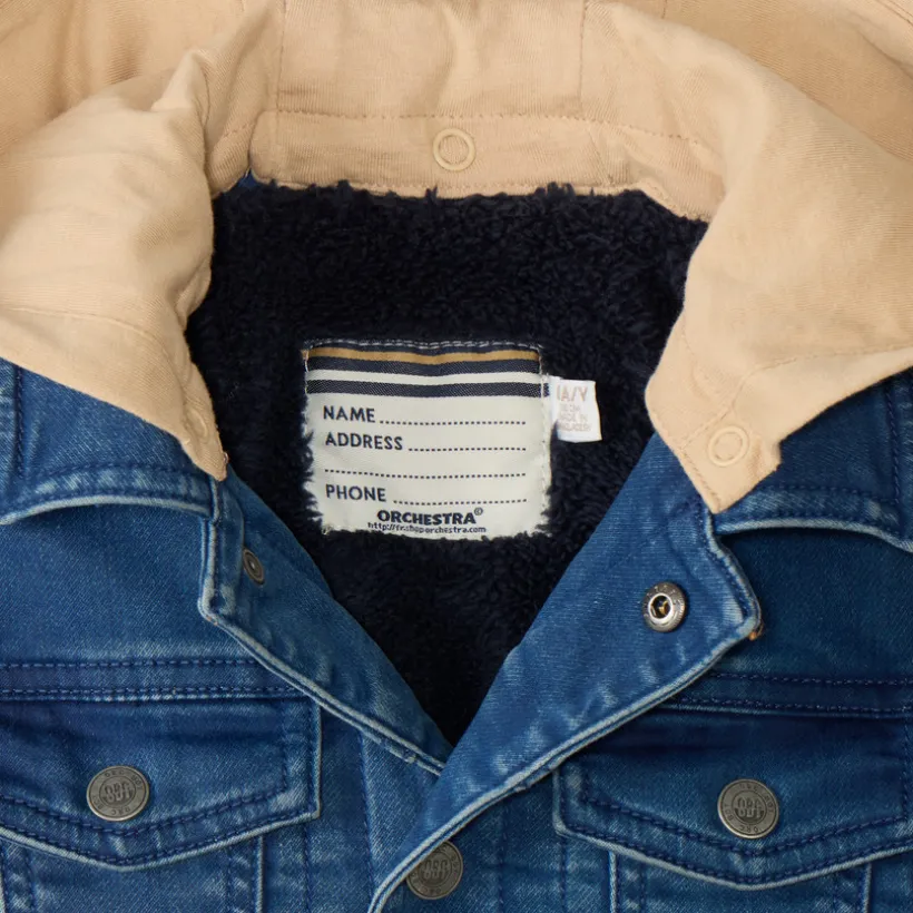 Veste jean doublée en sherpa avec capuche amovible pour garçon